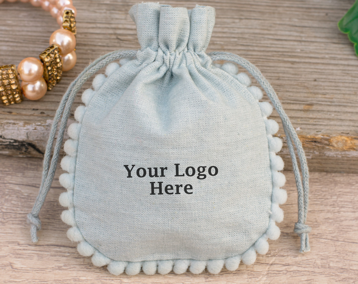100pcs Pure Cotton Drawstring Designer Pouch With Logo