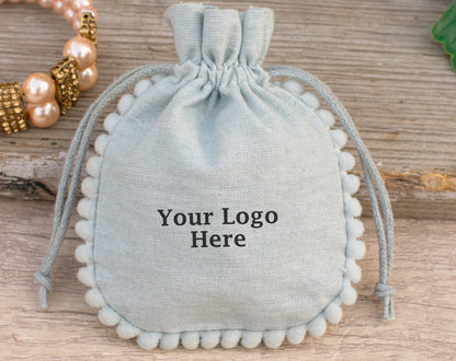 100pcs Pure Cotton Drawstring Designer Pouch With Logo