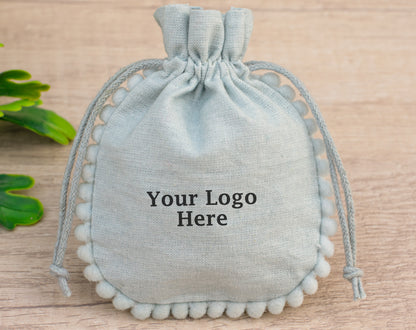 100pcs Pure Cotton Drawstring Designer Pouch With Logo