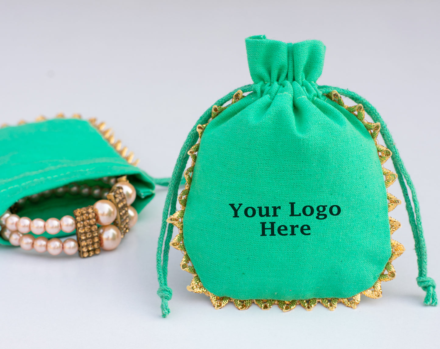 100pcs Round Custom Cotton Drawstring Designer Pouch With Logo