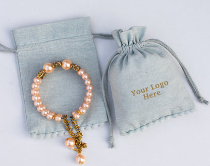 100pcs of Premium Designer Cotton Drawstring Pouch With Custom Logo