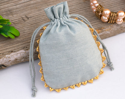 100pcs Round Pure Cotton Drawstring Designer Pouch With Logo