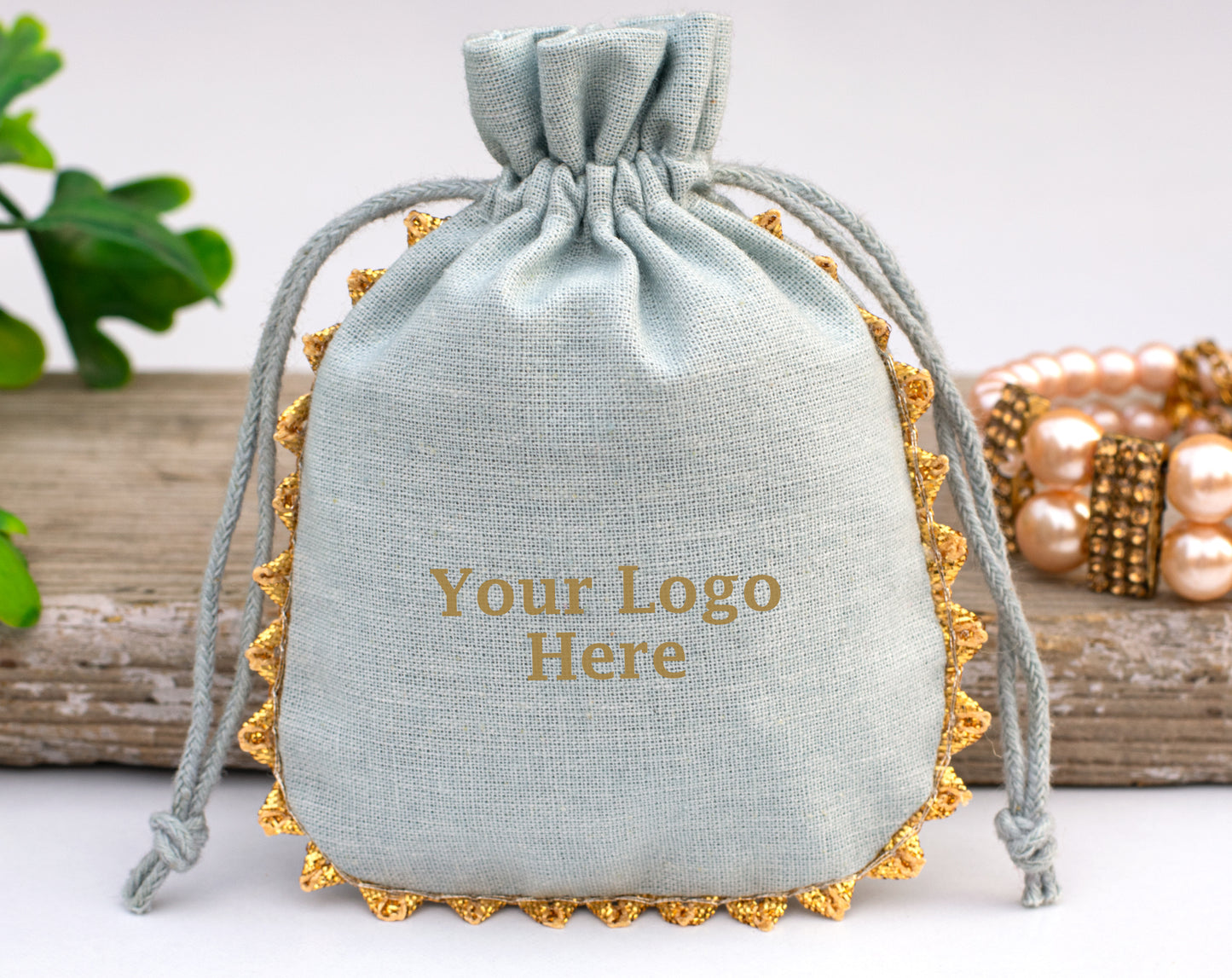 100pcs Round Pure Cotton Drawstring Designer Pouch With Logo