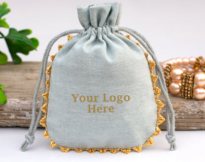 100pcs Round Pure Cotton Drawstring Designer Pouch With Logo