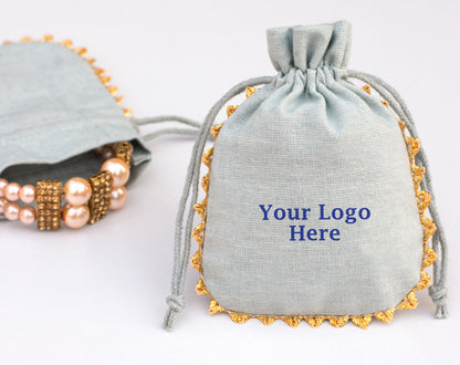 100pcs Round Pure Cotton Drawstring Designer Pouch With Logo