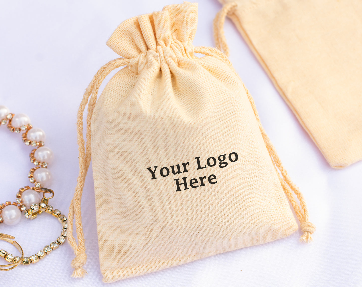100pcs Premium Cotton Drawstring Bags With Custom Logo in Wholesale & Bulk