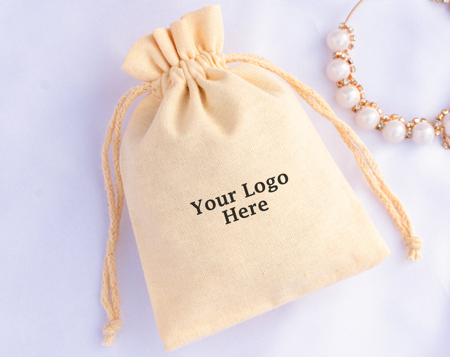 100pcs Premium Cotton Drawstring Bags With Custom Logo in Wholesale & Bulk