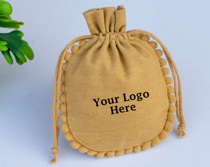 100pcs Pure Organic Designer Drawstring Pouch With Logo For Jewelry Packaging