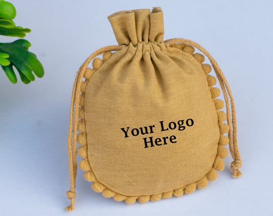 100pcs Pure Organic Designer Drawstring Pouch With Logo For Jewelry Packaging