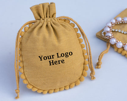 100pcs Pure Organic Designer Drawstring Pouch With Logo For Jewelry Packaging