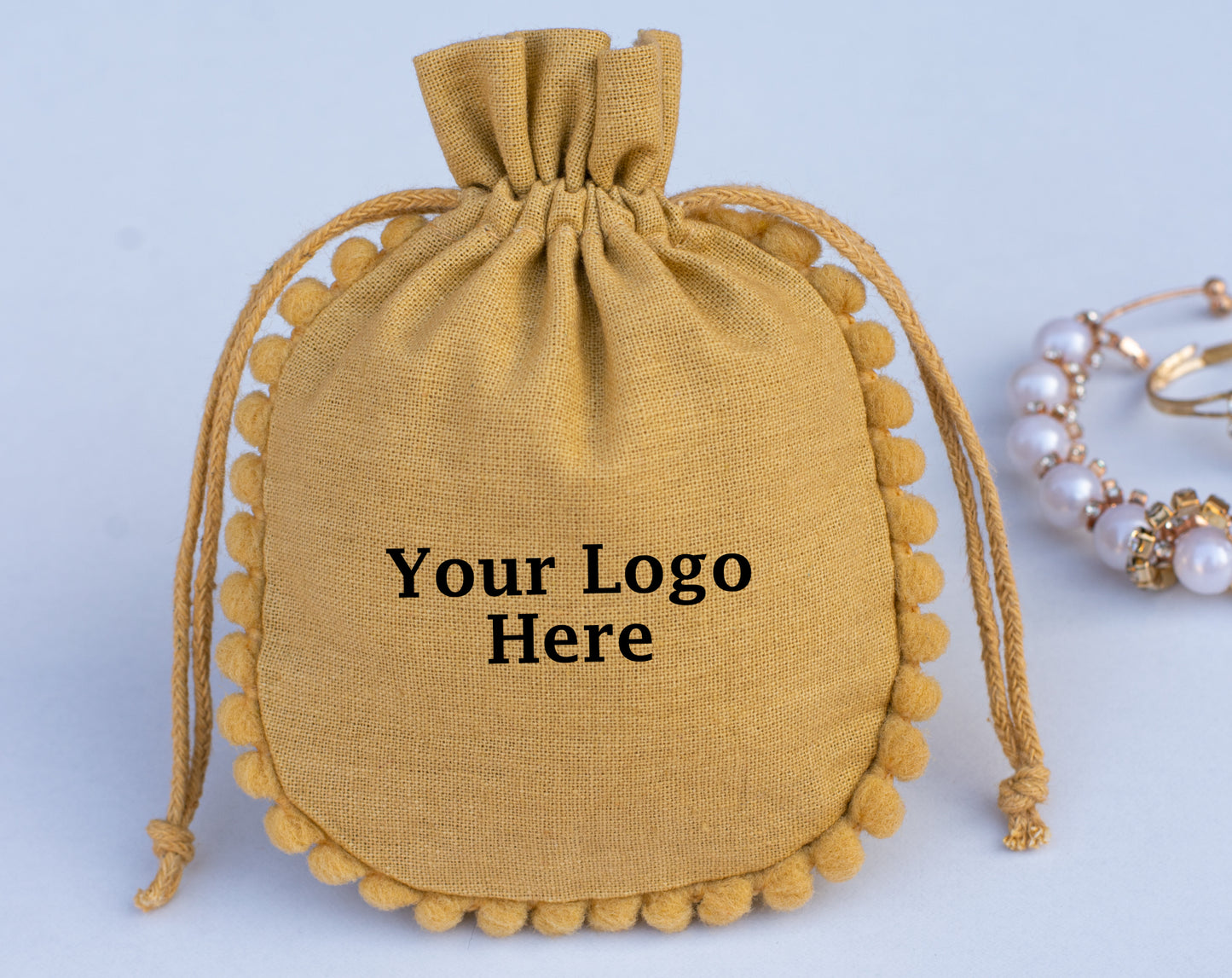 100pcs Pure Organic Designer Drawstring Pouch With Logo For Jewelry Packaging
