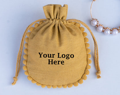 100pcs Pure Organic Designer Drawstring Pouch With Logo For Jewelry Packaging