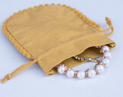 100pcs Pure Organic Designer Drawstring Pouch With Logo For Jewelry Packaging