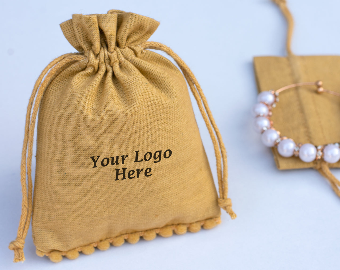 100pcs Eco-Friendly Designer Cotton Drawstring Jewelry Pouch With Custom Logo