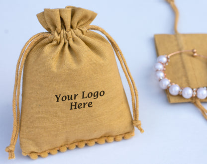 100pcs Eco-Friendly Designer Cotton Drawstring Jewelry Pouch With Custom Logo