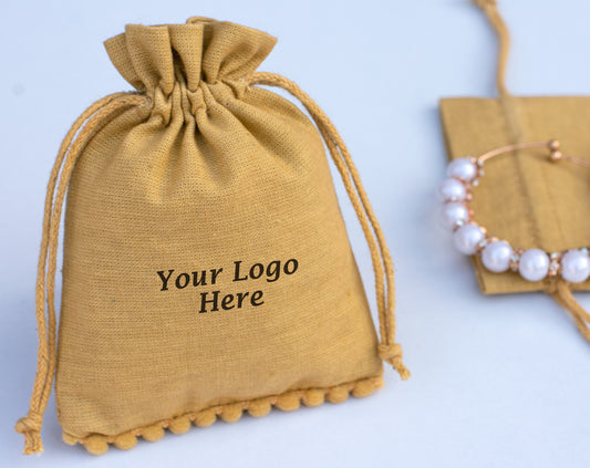 100pcs Eco-Friendly Designer Cotton Drawstring Jewelry Pouch With Custom Logo