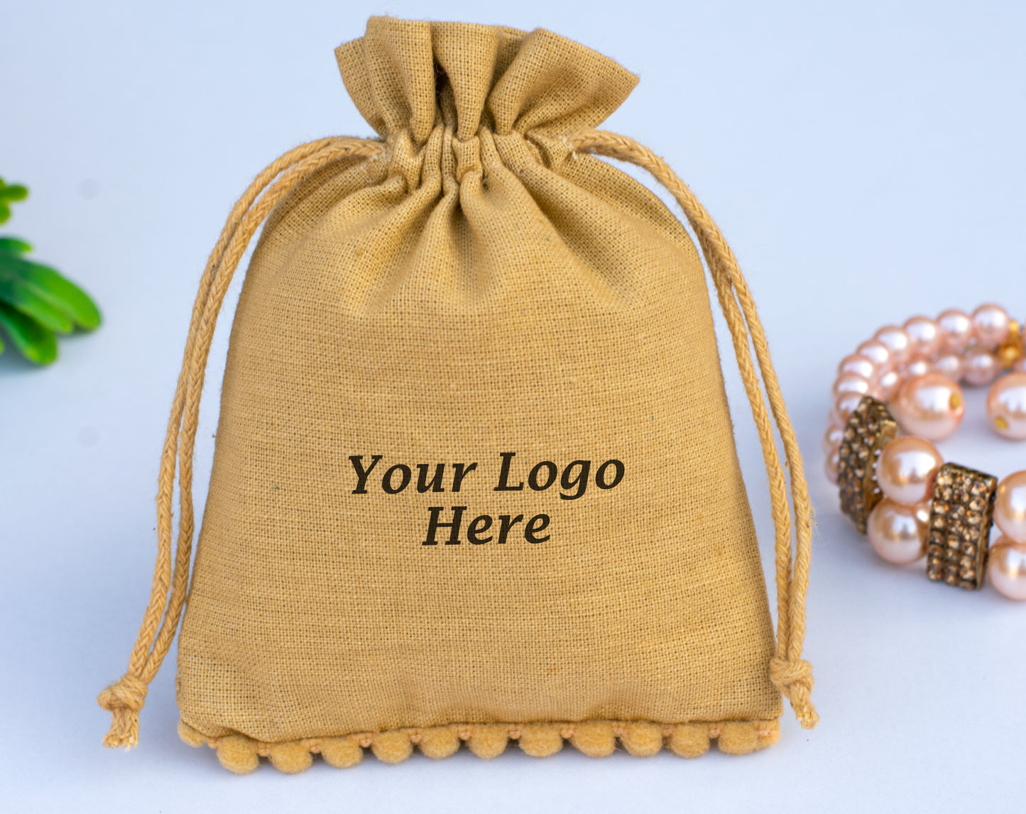 100pcs Eco-Friendly Designer Cotton Drawstring Jewelry Pouch With Custom Logo