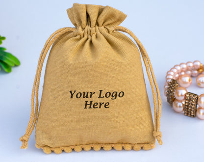 100pcs Eco-Friendly Designer Cotton Drawstring Jewelry Pouch With Custom Logo