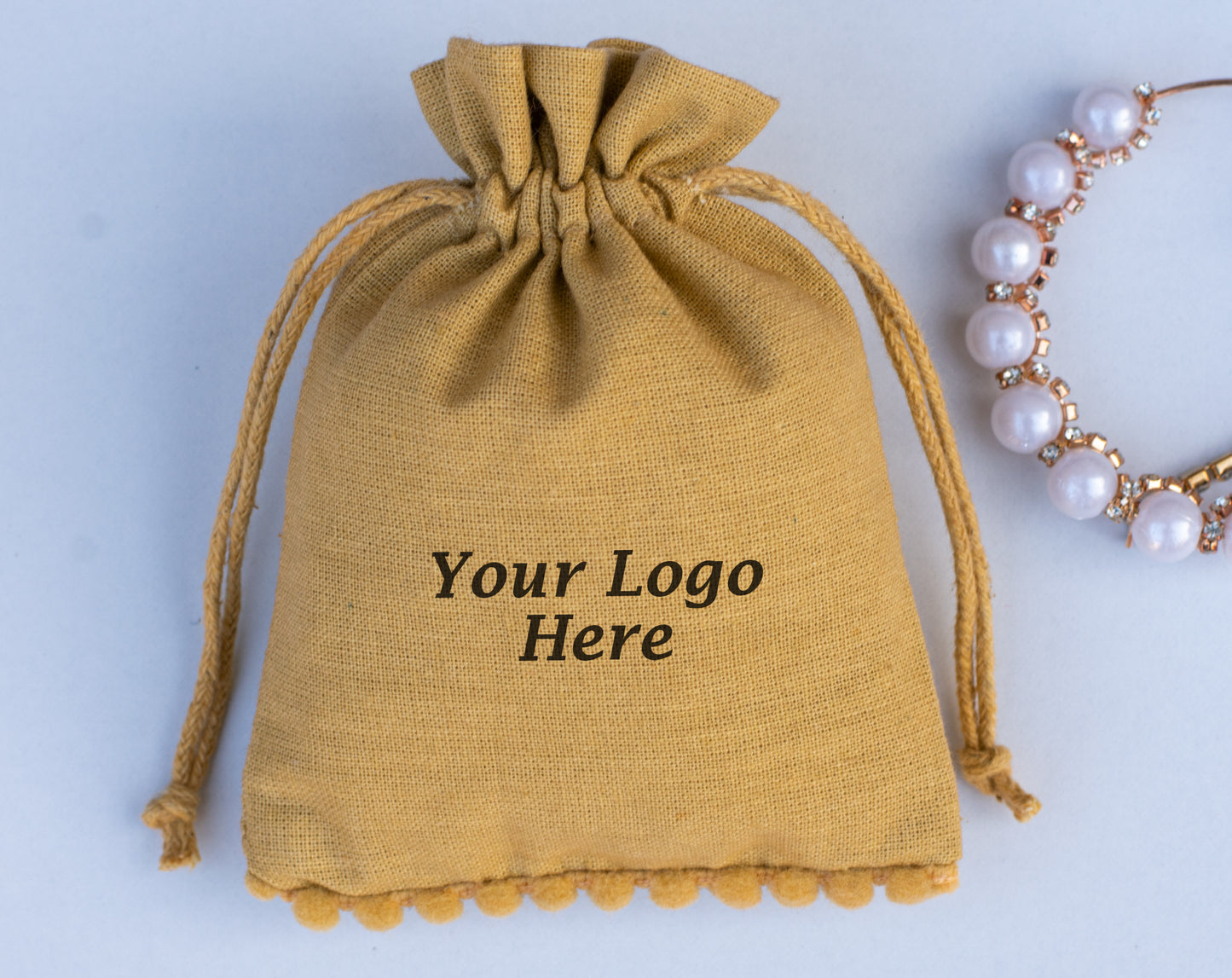 100pcs Eco-Friendly Designer Cotton Drawstring Jewelry Pouch With Custom Logo