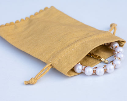 100pcs Eco-Friendly Designer Cotton Drawstring Jewelry Pouch With Custom Logo