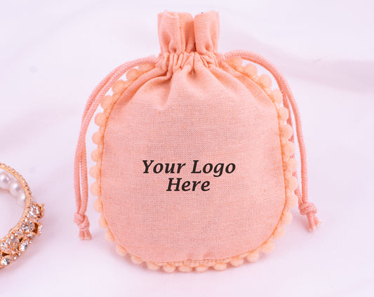 100pcs Designer Cotton Pouches With Logo For Jewelry Packaging