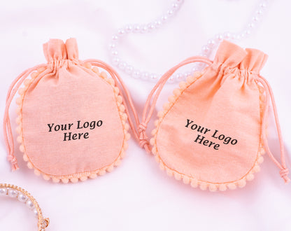 100pcs Designer Cotton Pouches With Logo For Jewelry Packaging
