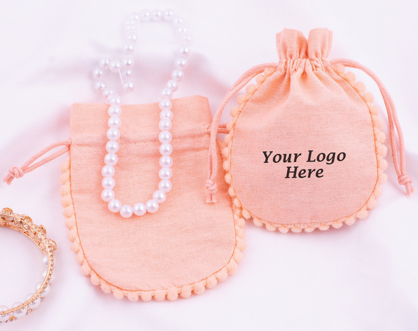 100pcs Designer Cotton Pouches With Logo For Jewelry Packaging