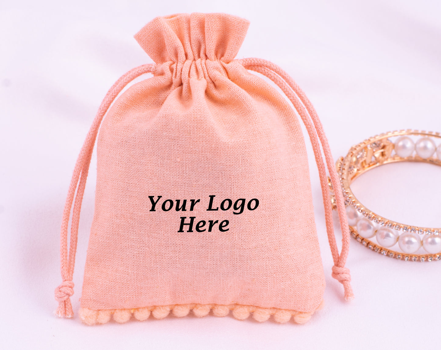 100pcs of Eco-Friendly Designer Cotton Drawstring Pouch With Logo