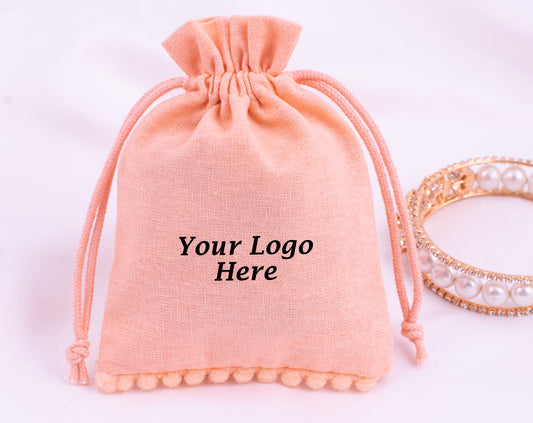 100pcs of Eco-Friendly Designer Cotton Drawstring Pouch With Logo