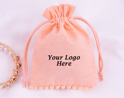100pcs of Eco-Friendly Designer Cotton Drawstring Pouch With Logo