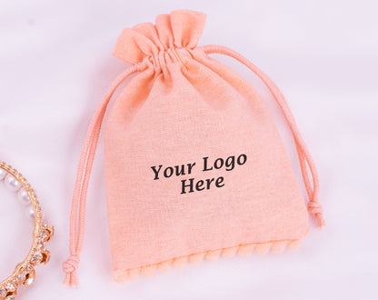 100pcs of Eco-Friendly Designer Cotton Drawstring Pouch With Logo