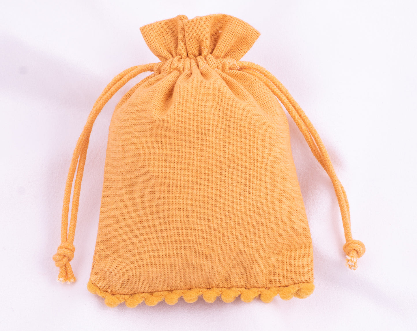 100pcs Yellow 100% Pure Custom Cotton Designer Drawstring Pouch With Logo