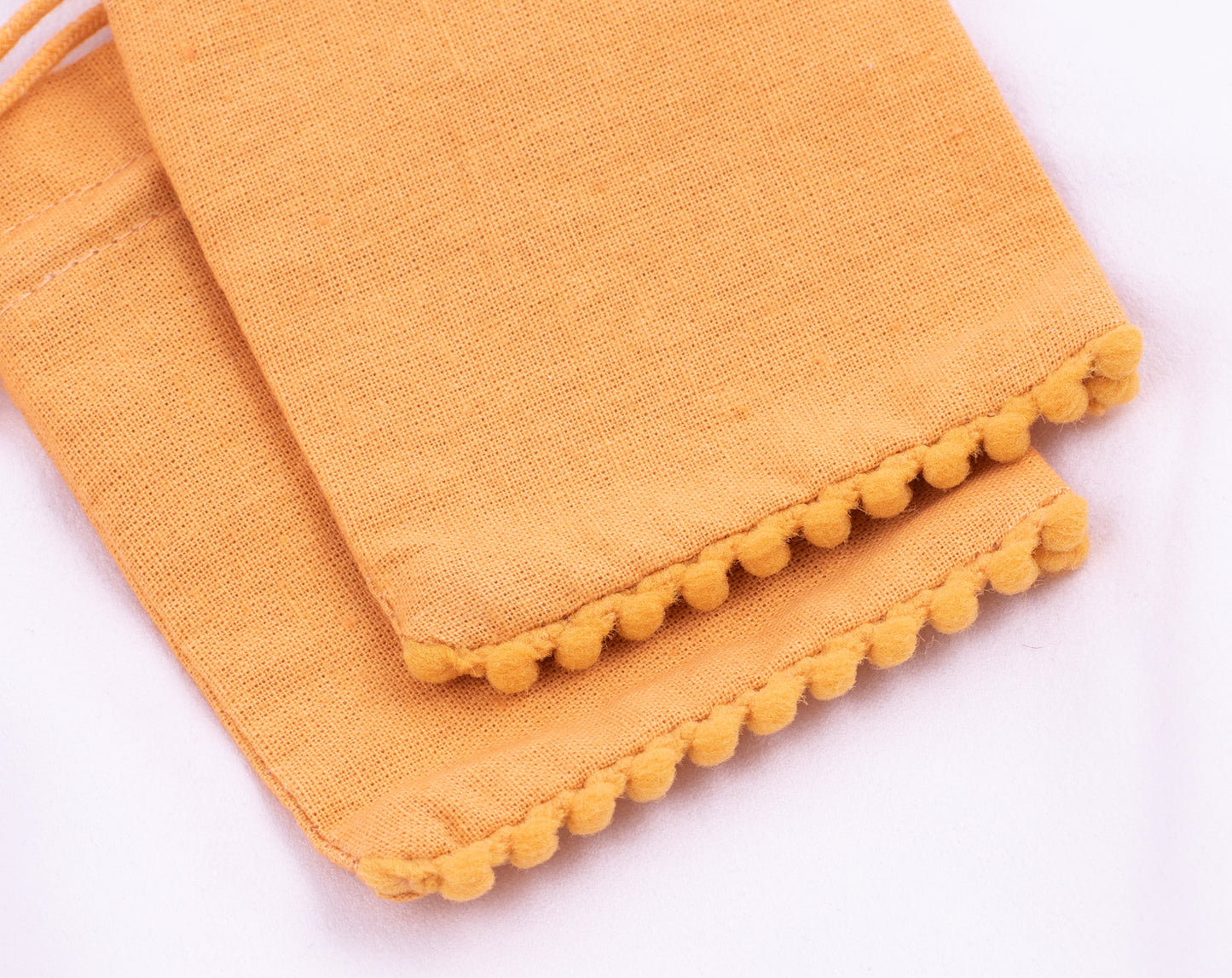 100pcs Yellow 100% Pure Custom Cotton Designer Drawstring Pouch With Logo