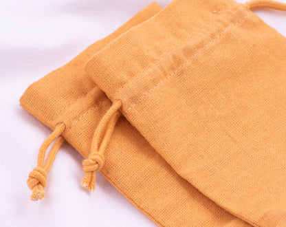 100pcs Yellow 100% Pure Custom Cotton Designer Drawstring Pouch With Logo