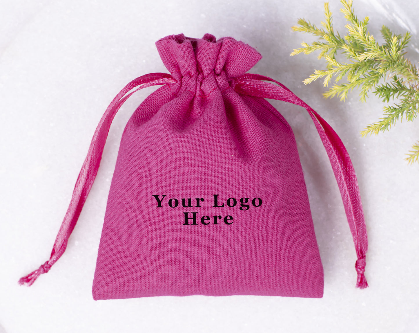 100pcs - Dark Pink Cotton Drawstring Jewelry Pouch With Logo in Wholesale & Bulk