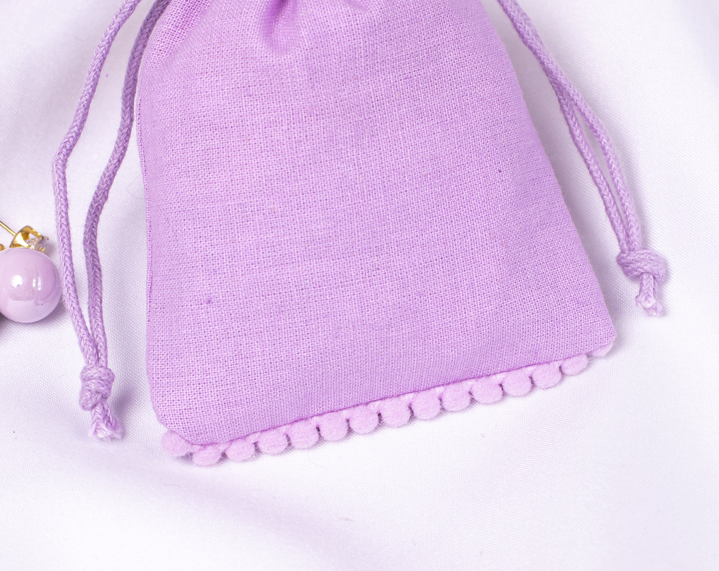 100pcs Lavender Purple Designer Cotton Drawstring Pouch With Logo