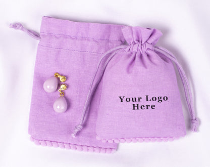 100pcs Lavender Purple Designer Cotton Drawstring Pouch With Logo