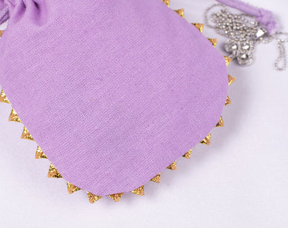 100pcs Round Golden Lace Natural Designer Cotton Pouches With Logo