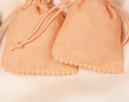100pcs Light Orange Custom Designer Cotton Drawstring Pouch With Logo