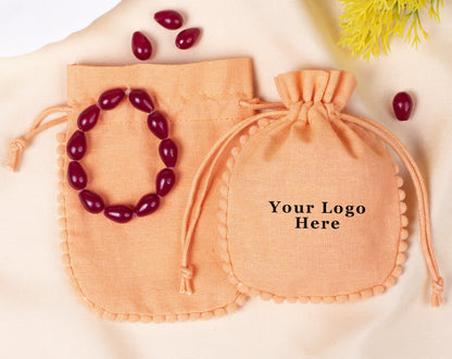 100pcs Round PomPom Pure Designer Cotton Pouches With Logo Wholesale
