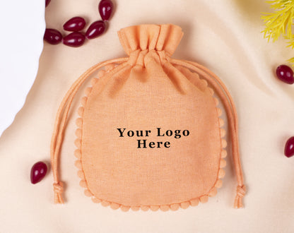 100pcs Round PomPom Pure Designer Cotton Pouches With Logo Wholesale