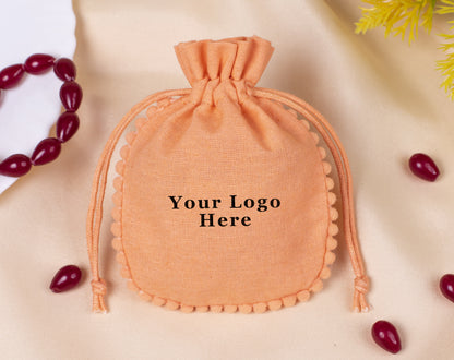 100pcs Round PomPom Pure Designer Cotton Pouches With Logo Wholesale