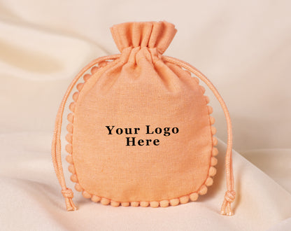 100pcs Round PomPom Pure Designer Cotton Pouches With Logo Wholesale
