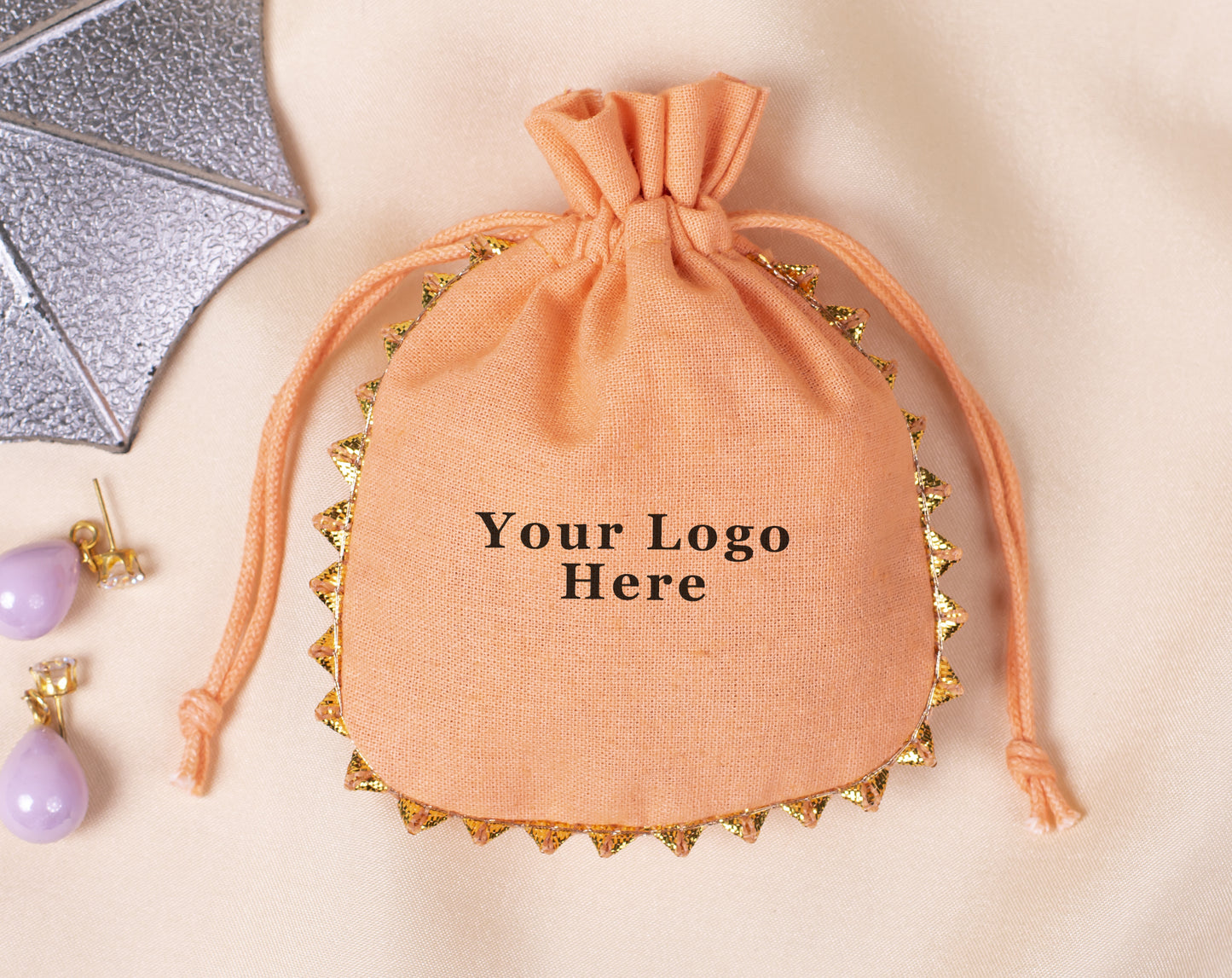 100pcs Wholesale Designer Cotton Pouches With Logo For Jewelry Packaging
