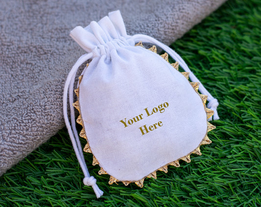 100pcs Round Golden Lace Designer Cotton Pouches With Logo