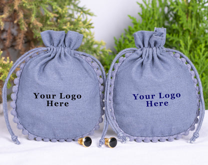100pcs of Custom Designer Cotton Pouches With Logo, Pure Cotton Jewelry Pouches
