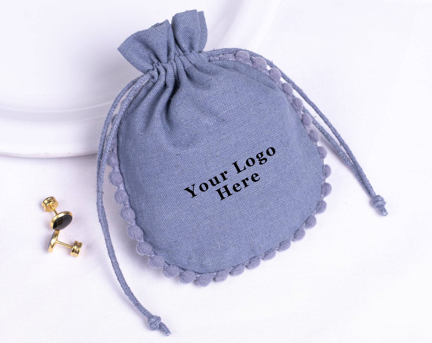 100pcs of Custom Designer Cotton Pouches With Logo, Pure Cotton Jewelry Pouches