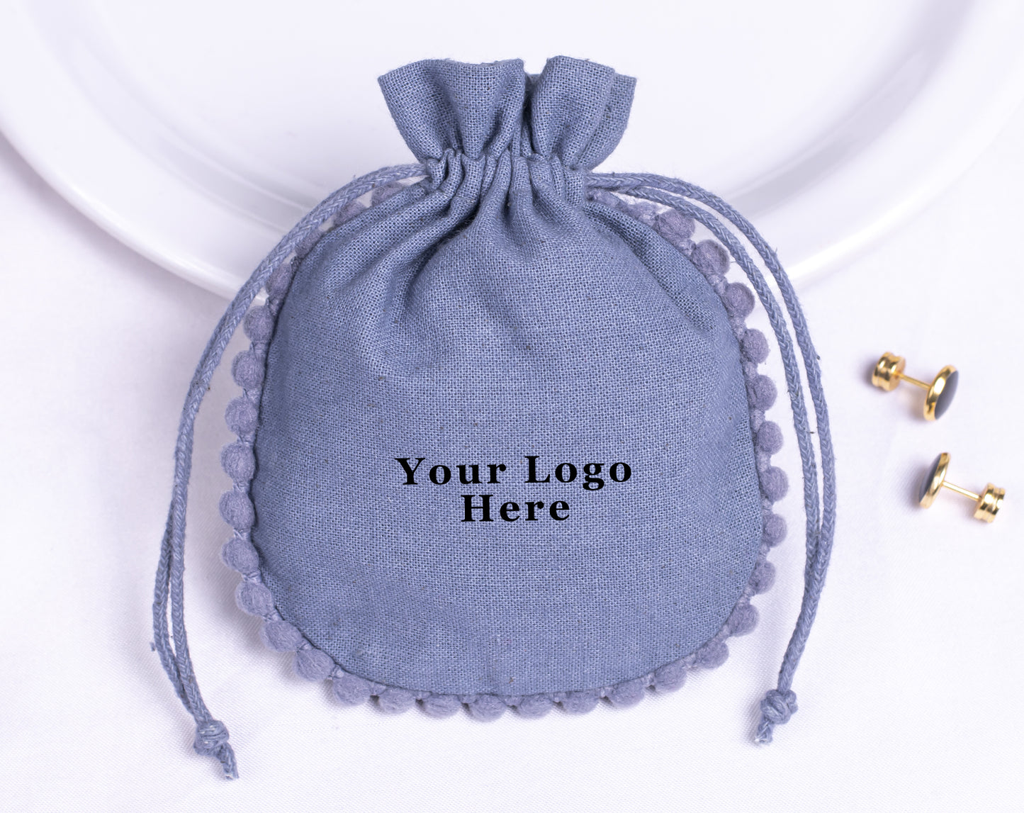 100pcs of Custom Designer Cotton Pouches With Logo, Pure Cotton Jewelry Pouches