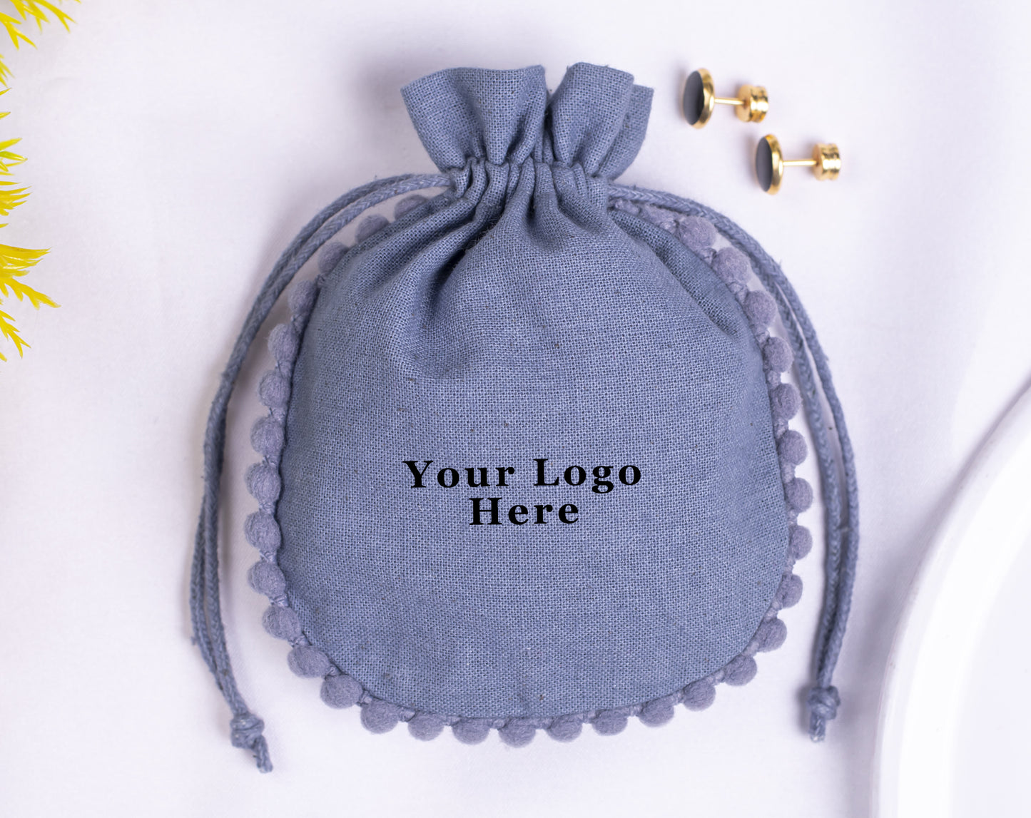 100pcs of Custom Designer Cotton Pouches With Logo, Pure Cotton Jewelry Pouches