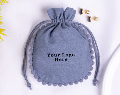 100pcs of Custom Designer Cotton Pouches With Logo, Pure Cotton Jewelry Pouches